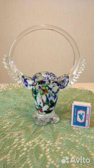 Вазы стеклянные СССР, ваза- корзинка