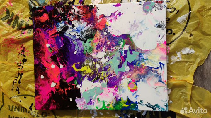 Картинп абстракция, Fluid art, холст 40х50, акрил