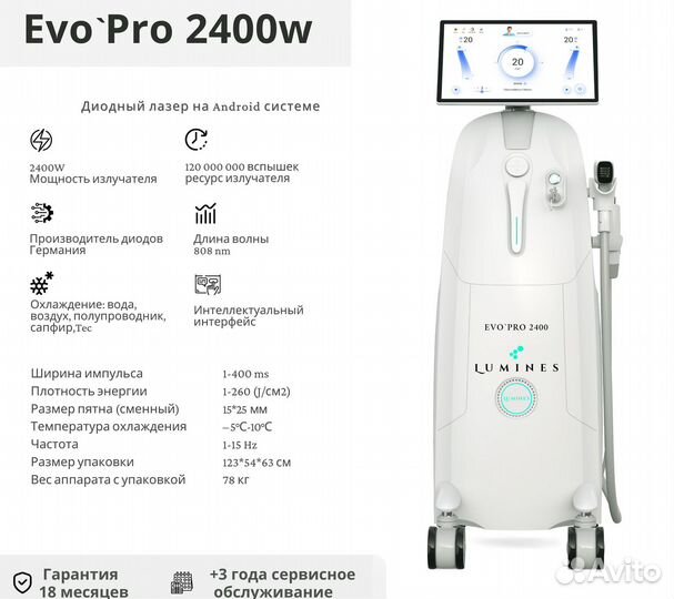 Аппарат для эпиляции люминес Эво Про 2400W