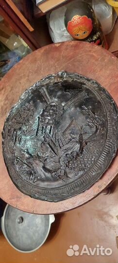 Панно старинное медное