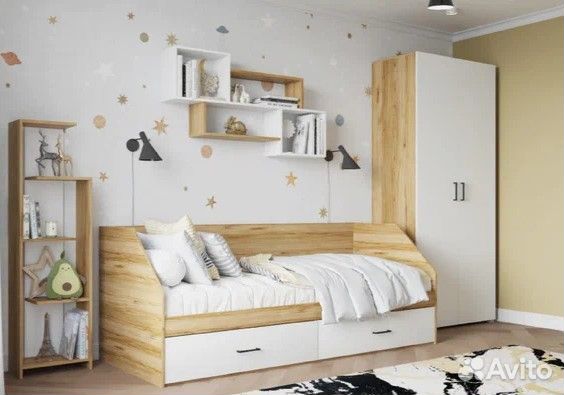 Кровать односпальная с выдвижными ящиками
