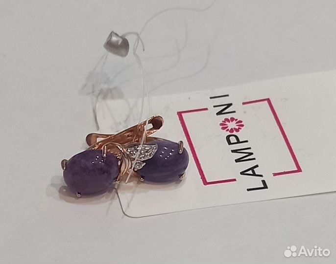 Серьги серебро с чароитом