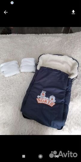 Конверт и теплые варежки на коляску