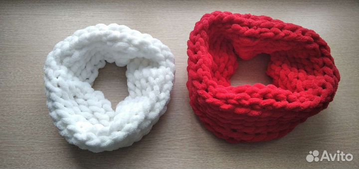 Снуды и шарфы из плюшевой пряжи Ализе Пуффи (Alize