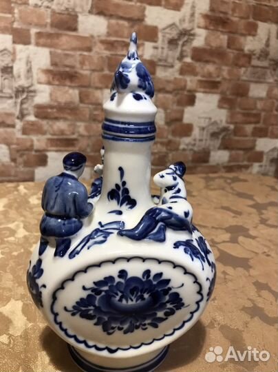 Гжель фарфор штоф охота