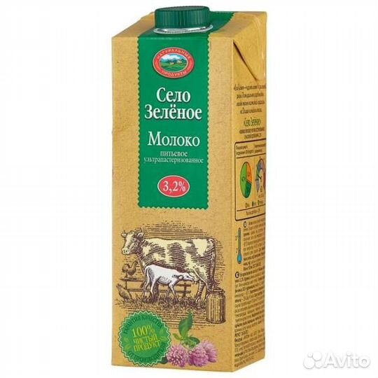 Молоко 3.2 Село Зеленое 1 л. (уп 12 шт)