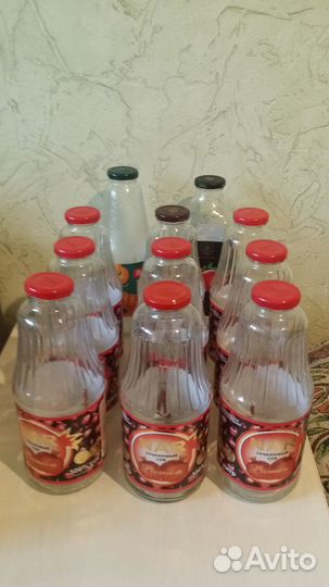 Бутылки 27 шт стеклянные от сока 1 и 0,75 литров