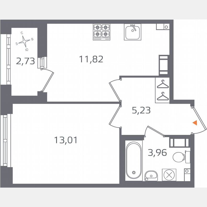 1-к. квартира, 35,4 м², 9/16 эт.