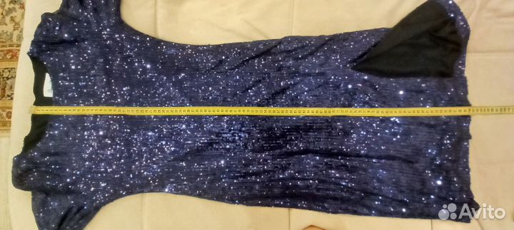 Платье из пайеток тёмно-синее