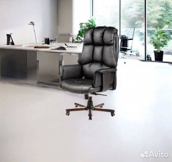 Кресло до 200 кг Монблан экс кожа черная