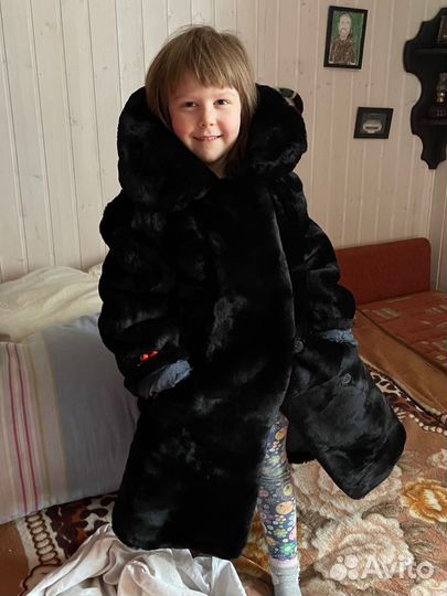Шуба детская натуральная из мутона (цигейка)