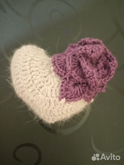 Сердечко,ручная работа,пряжа пух норки