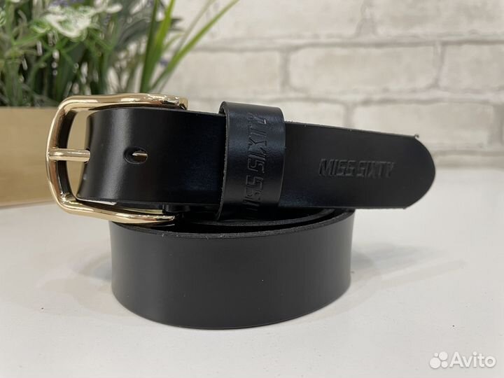 Ремень женский натуральная кожа черный