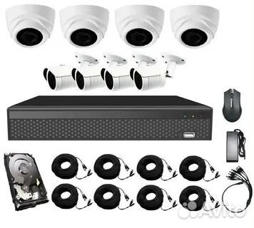 Комплект видеонаблюдения 4 и 4 AHD-камер