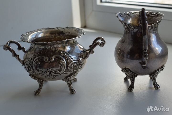 Серебряные сливочник и сахарница 800 проба