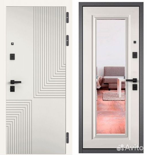 Дверь входная в квартиру с зеркалом