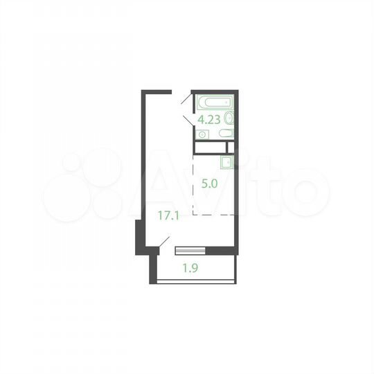 Квартира-студия, 28,2 м², 7/17 эт.