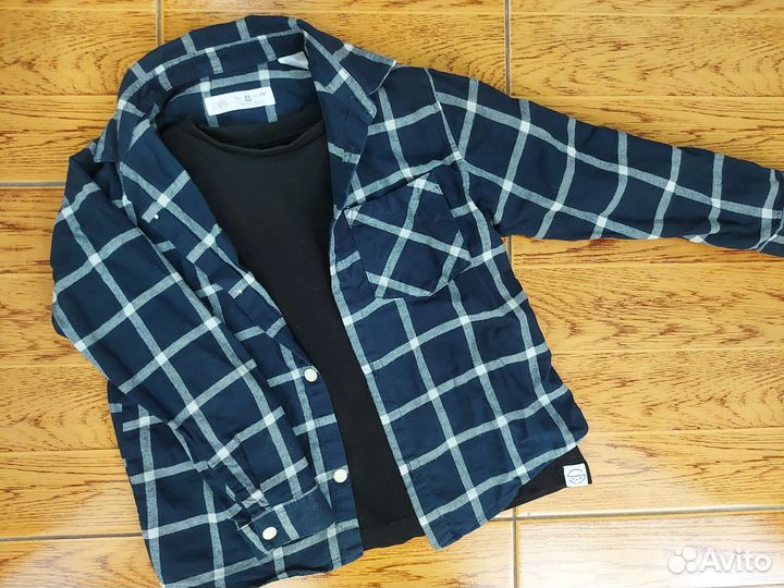 Рубашка в клетку zara + лонг 110