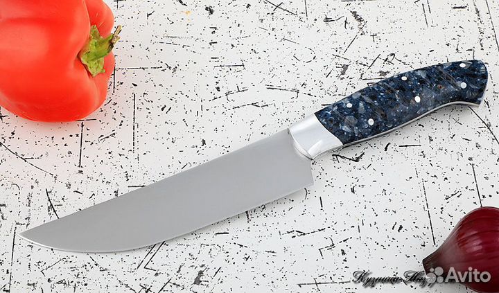 Нож Шеф № 8 сталь 95Х18 рукоять акрил синий