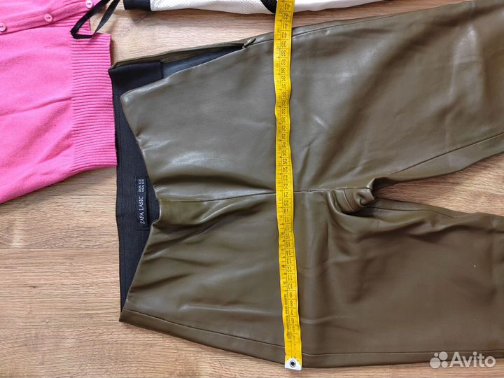 Утепленные брюки из экокожи xs/38-40+юбка+кардиган
