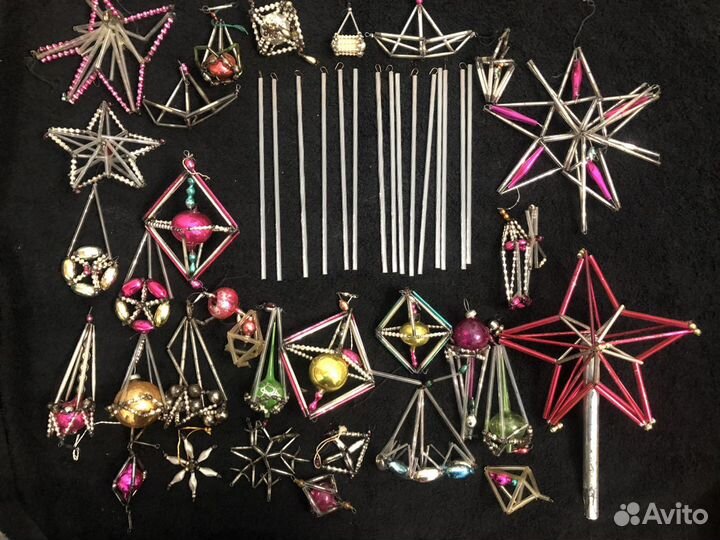 Бусы, фольга, гирлчнды, картонаж, стекло,Флажки, с