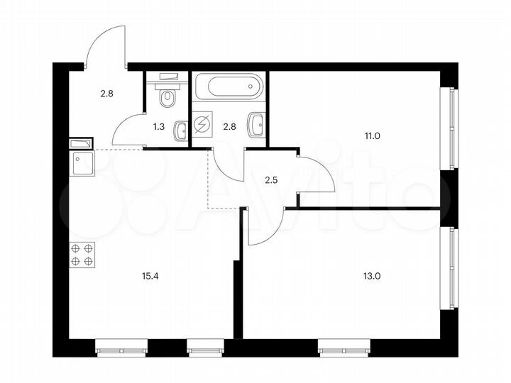 2-к. квартира, 48,8 м², 23/32 эт.