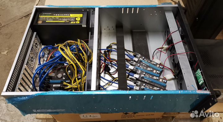 Корпус + мать-камень-память + бп 2000W тушка риг