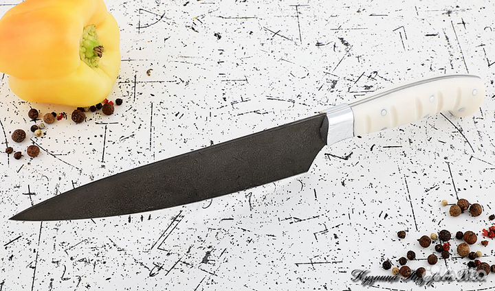 Кухонный нож Шеф № 12 сталь Х12мф акрил белый