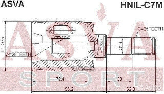 ШРУС внутренний левый honda jazz 25x28x35 hnilc7M