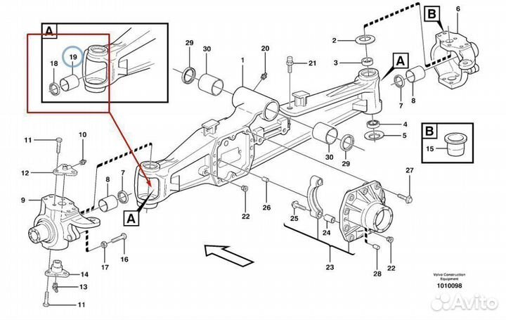 ER109972 Втулка полуоси для экскаватора погрузчика
