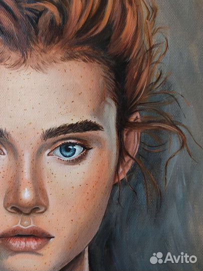 Картина маслом на холсте, портрет девушки