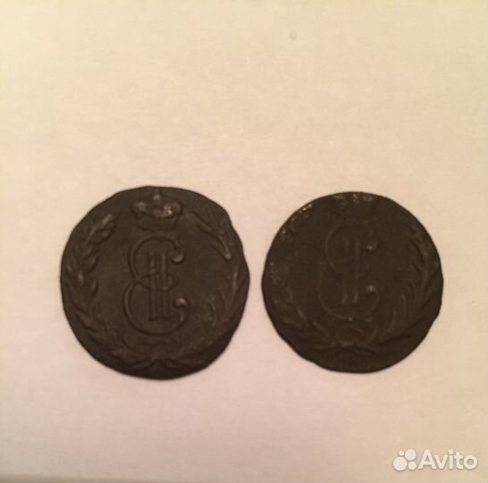 Монеты Денга 1767 и 1768 км.Сибирь