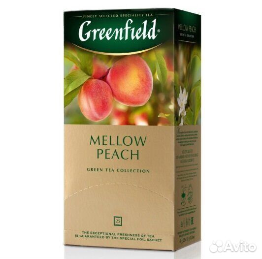 Чай greenfield mellow peach зелёный 25пакетиков
