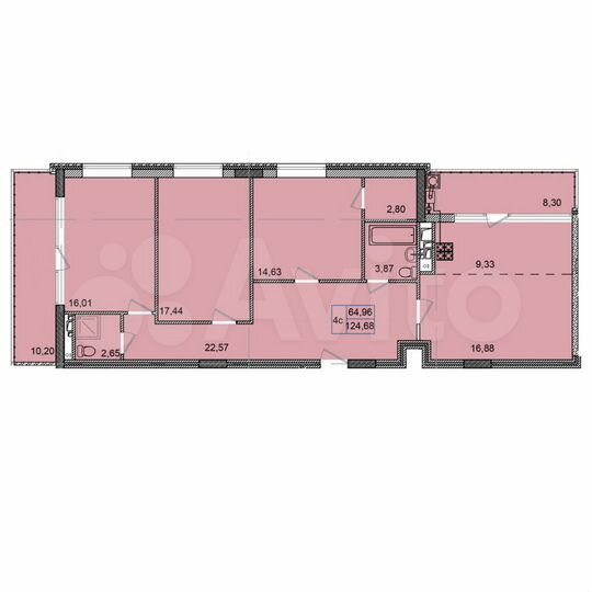 4-к. квартира, 124,7 м², 6/8 эт.