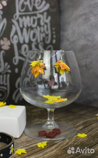 Серьги Лист Кленовый