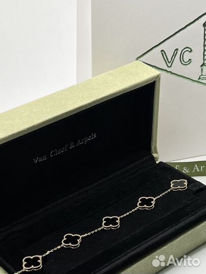 Золотой браслет van cleef Ван Клиф оникс