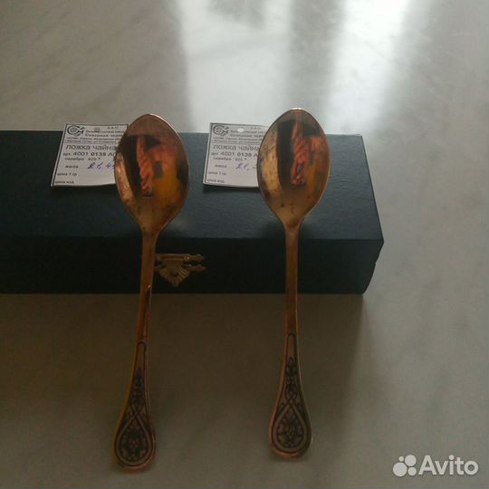 Набор серебряных позолоченных чайных ложек