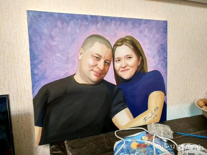 Портрет маслом и карандашом по фото