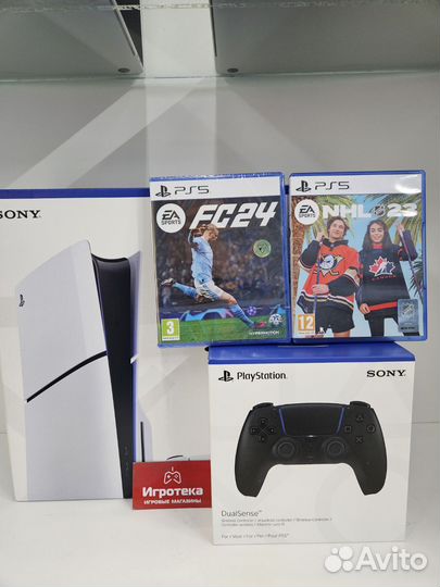 PS5 Slim 1Tb+DualSense черный+FC24+NHL23