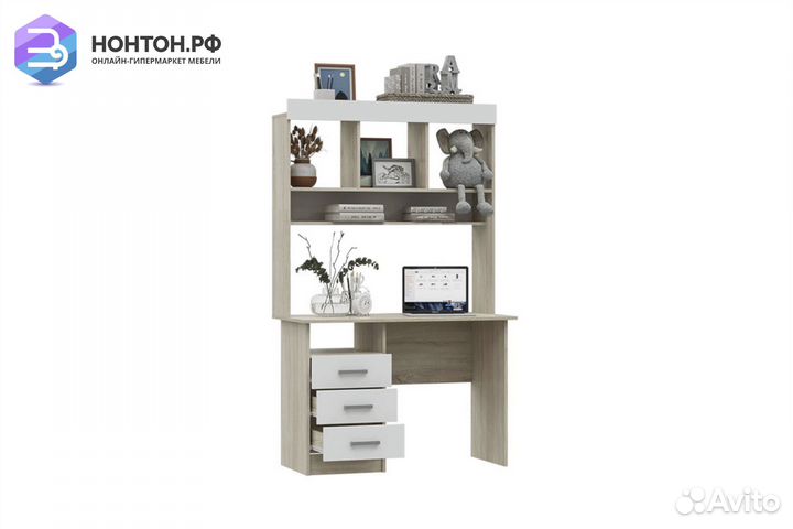 Стол с надстройкой Мартина белый / дуб сонома