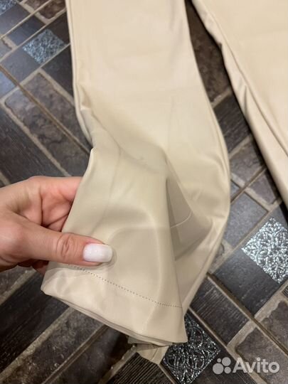 Кожаные брюки клеш