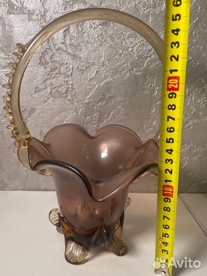 Ваза цветное стекло корзинка