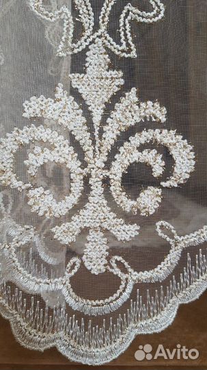 Тюль штора сетка набивная выс.2.75. люверсы.дубай