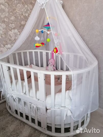 Детская кроватка трансформер круглая