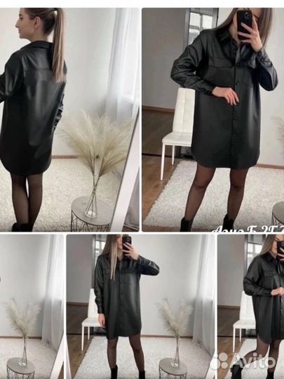 Платье пиджак кожаное