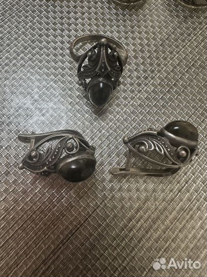 Комплект кольцо и серьги 