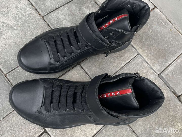 Ботинки Prada high Trainers 4T 2789 7 кожаные