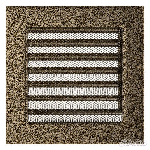 Вент решетка Kratki черная/золото с жалюзи 17 см 1