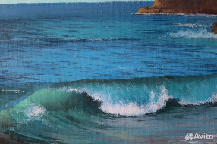 Картина морская волна на холсте 40х60 см