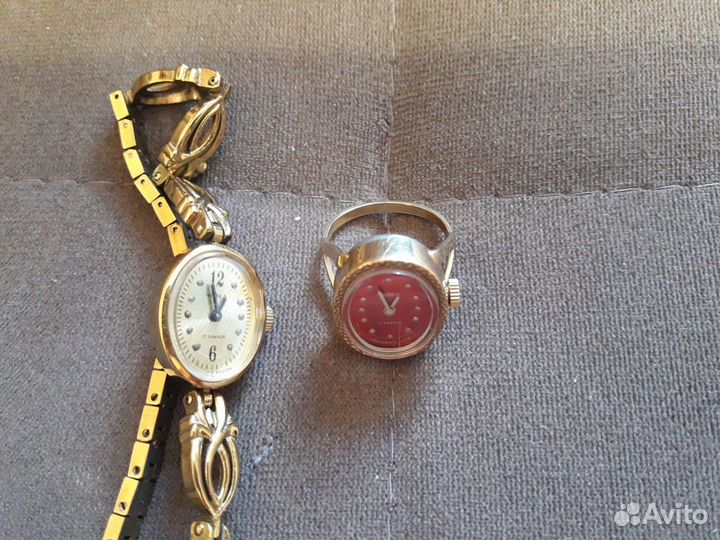 Женские часы чайка СССР наручные и кольцо